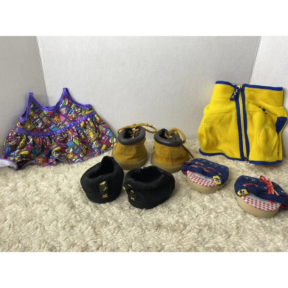 Build A Bear Clothes and‎ Shoes Jacket Dress 3 Pairs of Shoes EUC Plush HG3